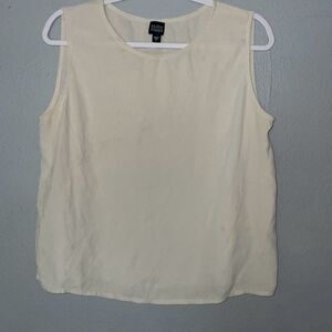 Eileen Fisher IVORY Silk Top Sleeveless size LG